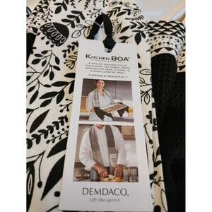 Kitchen Dish Towel Boa Neck Scarf Black/White - NEW